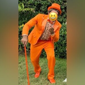 Dumb & Dumber orange men’s Llyod suit & accessories costume
